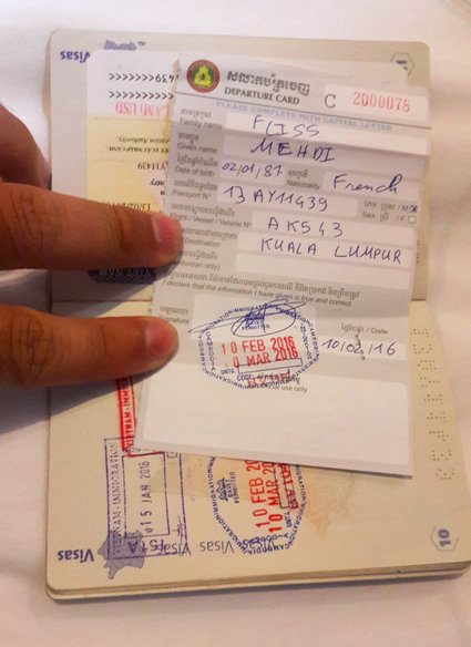 Visa Cambodge Poste Frontière Moc Baï Tampon d'entrée
