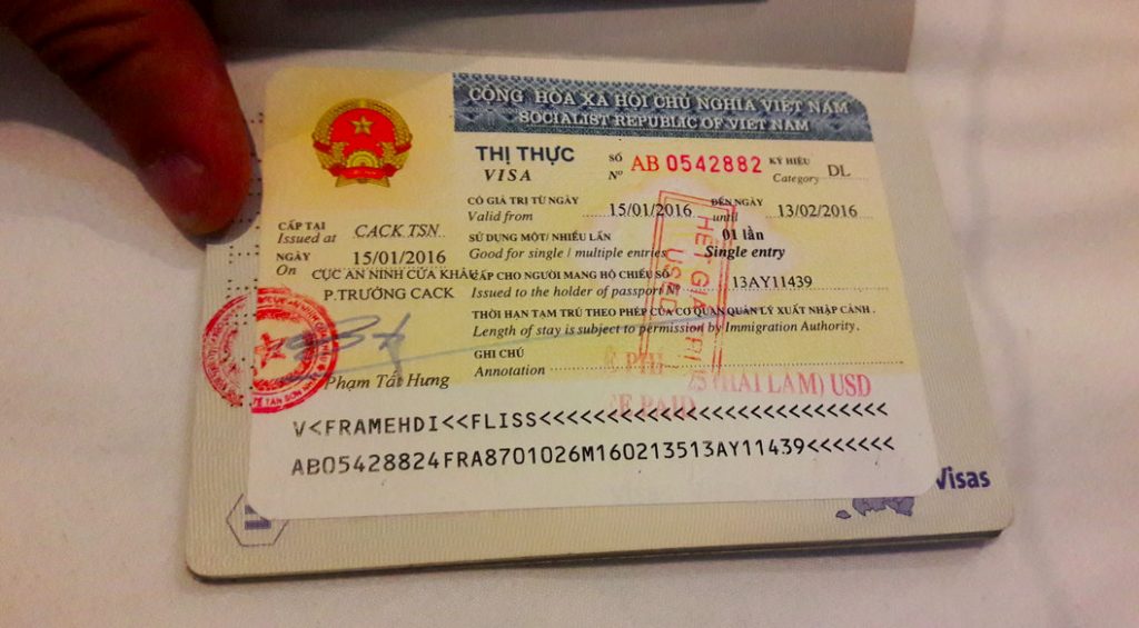 Visa Vietnam Tampon Sortie