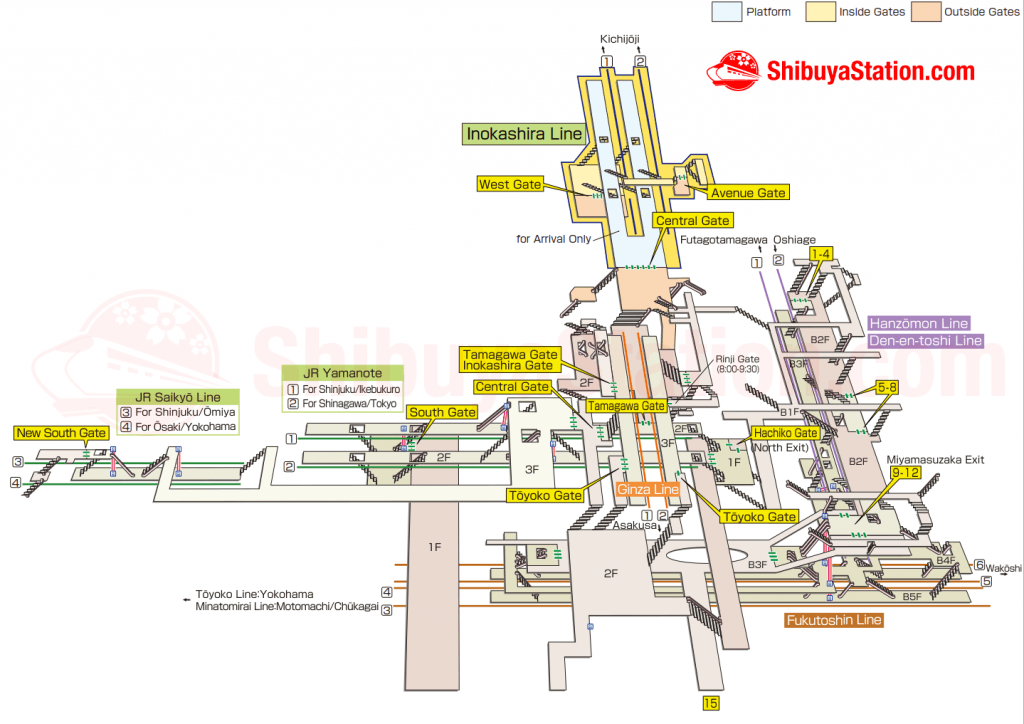 Plan Gare Station Shibuya Tokyo Japon
